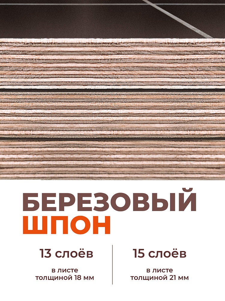 Фанера ламинированная TeaM GRID 2500х1250х18мм, береза, сорт 1/1 фото 2