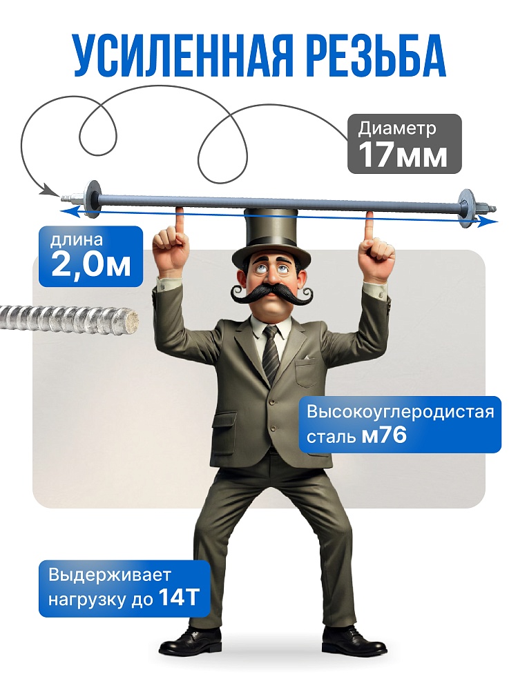 Винт стяжной для опалубки Промышленник холоднокатаный 2,0 м фото 3