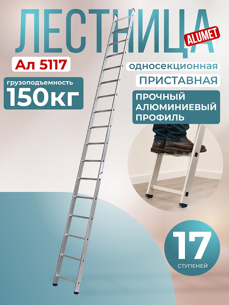 Лестница односекционная Alumet Ал 5117 фото 1