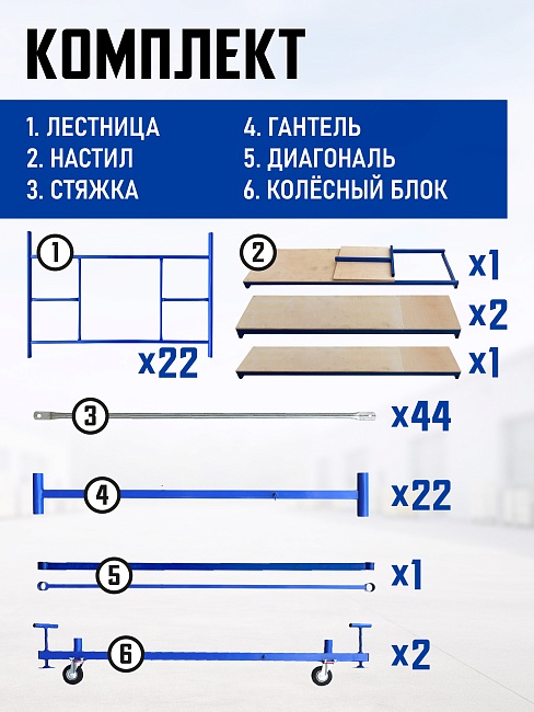 Вышка-тура Промышленник ВСП ПРОМ 2.0х2.0, 13.6 м фото 4