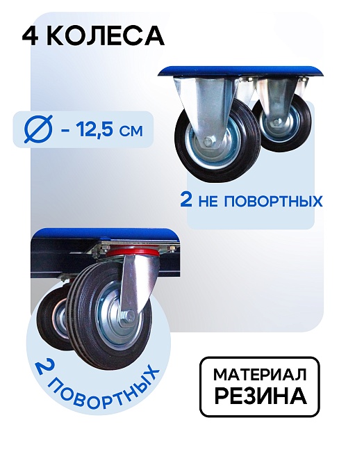 Платформенная тележка Промышленник 800х500 ПБМ-5.8 125 мм с бортиком фото 4