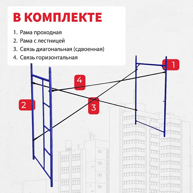 Леса строительные рамные Промышленник ЛРСП 40 секция с лестницей фото 5