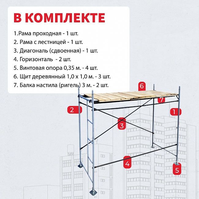 Леса строительные рамные ЛРСП 30 комплект 3x2 м фото 5
